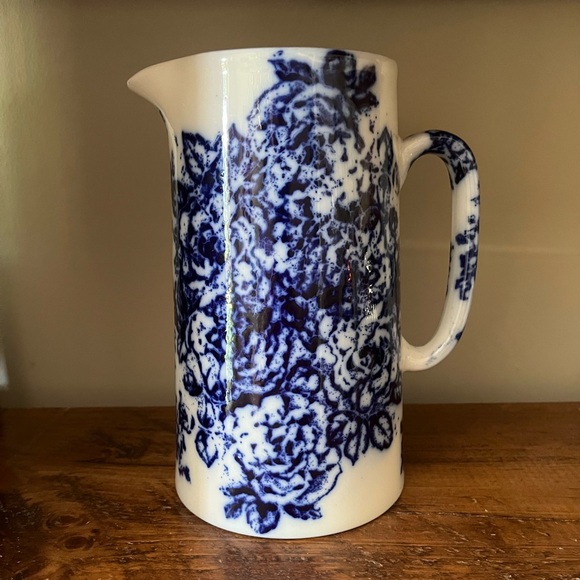 Vintage Reproduction Flow Blue Pitcher - Picture 2 of 7